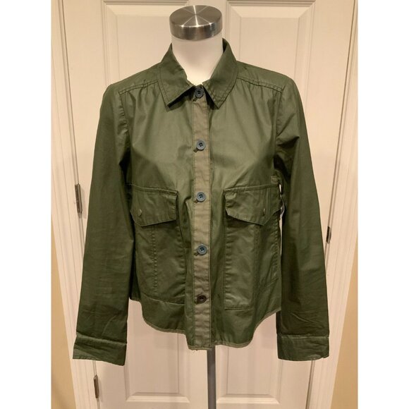 Hei Hei Anthropologie Green Coated Button-Up Lightweigt Utility Jacket, Size S - Picture 1 of 8